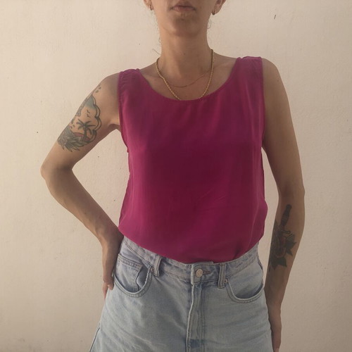 Vintage Silk Top Magenta Size M Like New