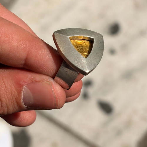 Silver gold ring 950/24k used, size 16/56