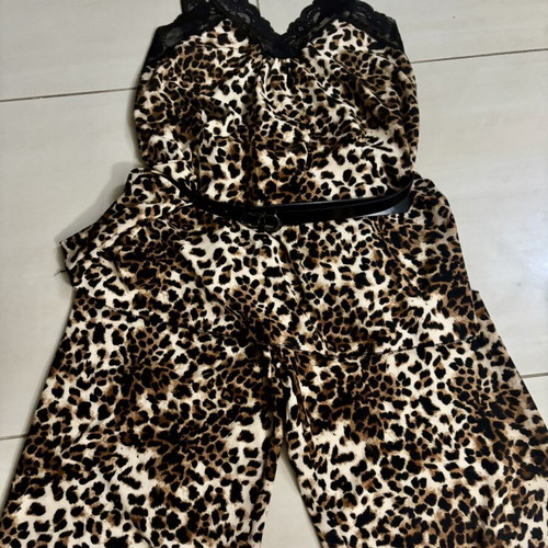 Animal Print Set Top and Pants new, black and beige