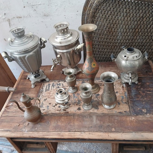 Vintage metal utensils like new, samovars, jugs and vases