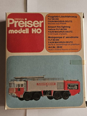 Preiser 2632 FAUN/Magirus-Deutz FLF 80/200 πυροσβεστικό όχημα αεροδρομίου H0 1:87