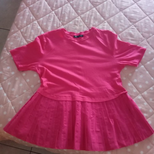 Zara cotton blouse with pleated design size S like new pink