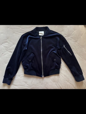 Jacket used with velvet texture, blue, Pull & Bear, size M