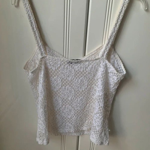 White set with lace top and transparent overlay, like new