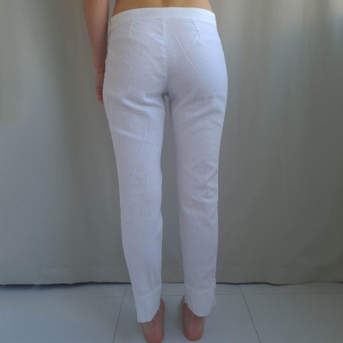 120% Lino women's linen pants size S like new, white