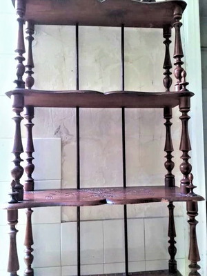 Wooden carved étagère vintage with four shelves