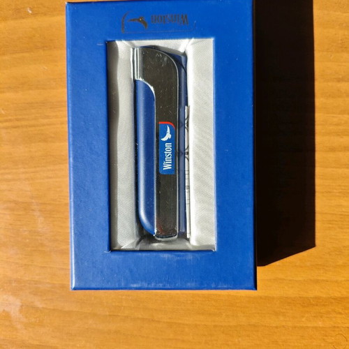 Winston gas lighter used, promotional, functional, collectible
