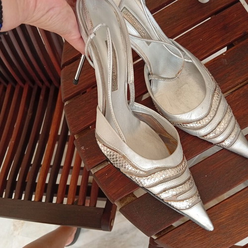 Gianna Kazakou leather heels size 41 silver like new