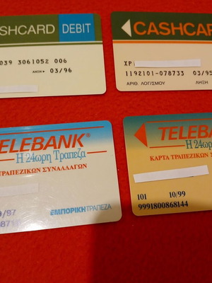 Bank cards like new, set of 4 different