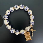 Blue Floral Cross Bracelet new