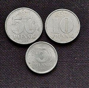 ΓΕΡΜΑΝΊΑ. D.D.R. 3 νομίσματα. 3 νομίσματα πακέτο 1 ευρώ.