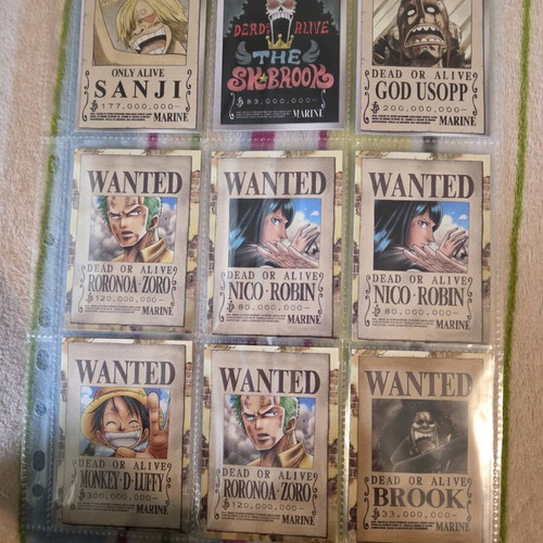 Panini One Piece TCG Wanted Cards Poster set of 9 like new