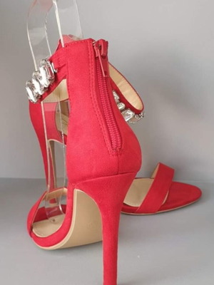 Red sandals new with crystal stone decoration