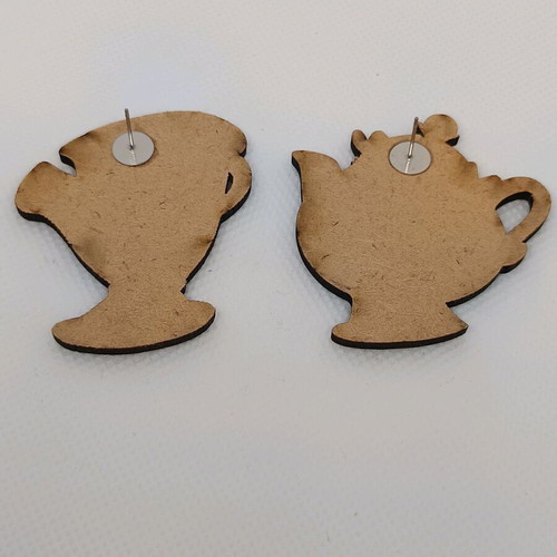 Wooden earrings Thrypsalaki and Madam Tsagero new, white