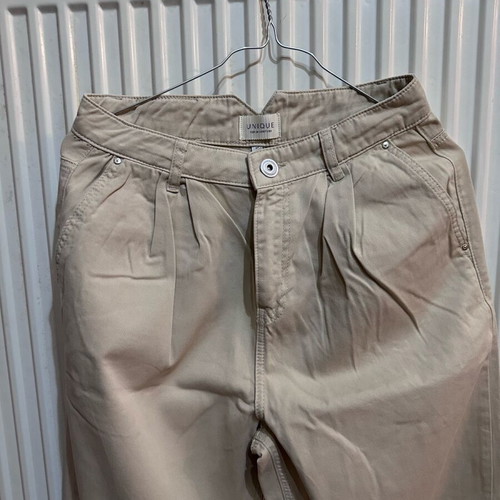 Unique women's fabric pants like new, beige, size XXS