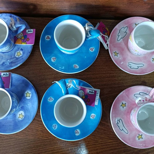 Espresso cups set of 6 Mila with cats new