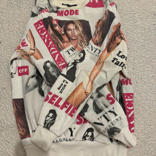 Y2K sweater like new, white and pink, size XS-S