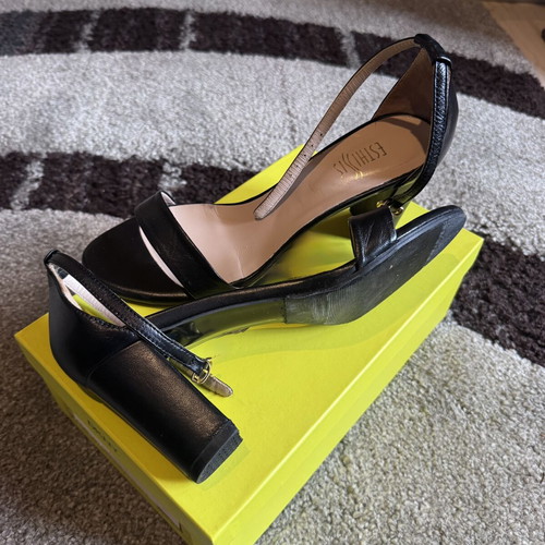 Esthissis Minimal Black Leather Sandals size 41 like new