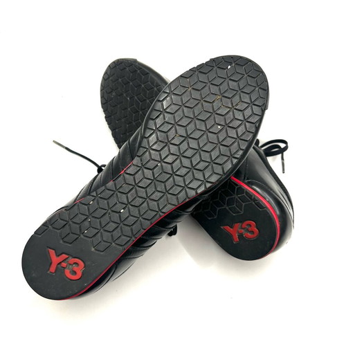 Y-3 Yoshi Yamamoto x adidas leather trainers used, size 38, black and red