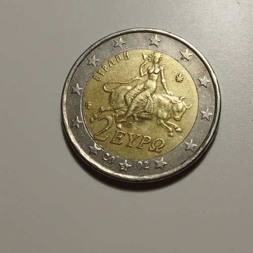 2 euro coin Greece 2002 like new with s at bottom star