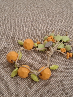 Summer bracelet orange green like new, length 17 cm