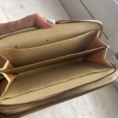 Tous Large Zip Around Wallet used, floral print, black and cream