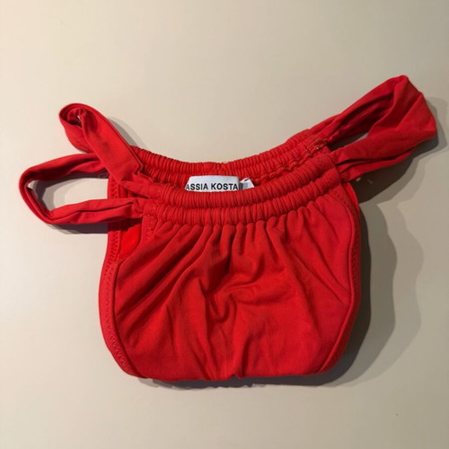 Vassia Kostara gathered strap bikini bottom size S like new, red