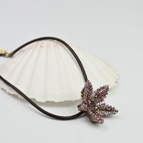 Necklace with unique purple and gold flower custom made