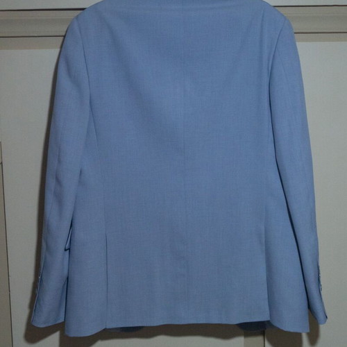 Suit gray and light blue like new, pants size 46 jacket 52