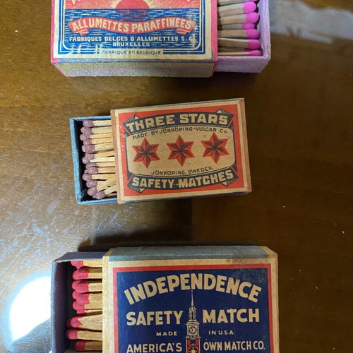 Vintage collectible matchboxes set of 3 used