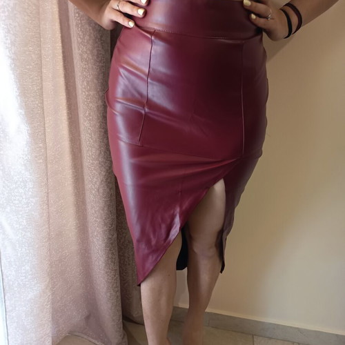 Leather midi skirt like new, red, size S