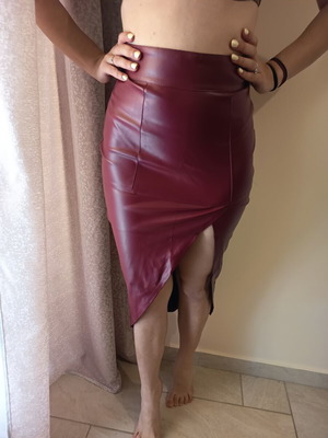 Leather midi skirt like new, red, size S
