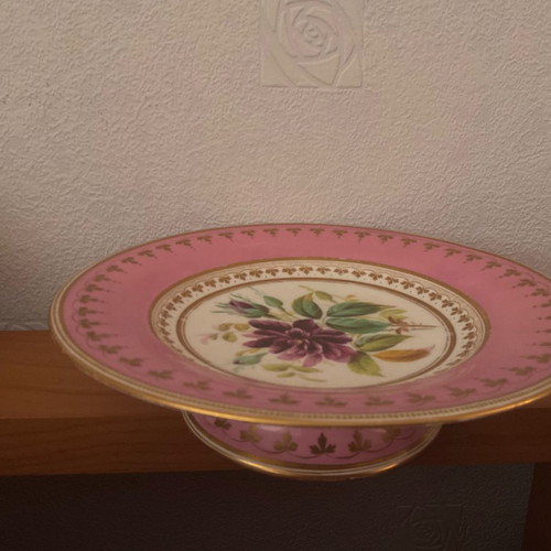 Antique porcelain cake stand 100 years old with handmade decoration