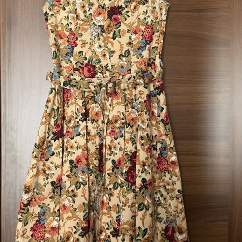 Lindy Bop Floral 50s Dress like new, cotton, beige multicolor, UK10