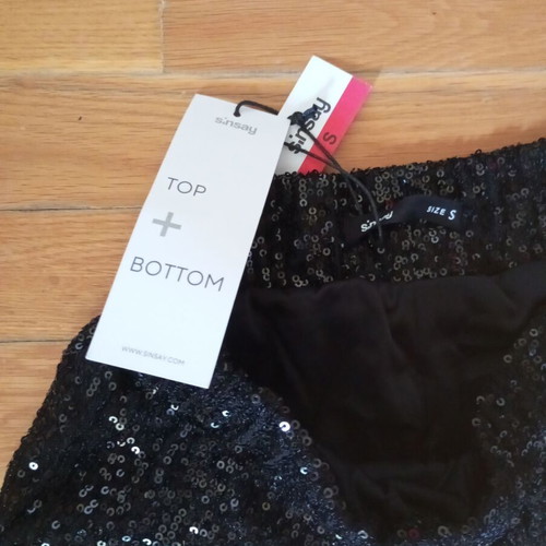 Sinsay sequined pants, black, size S