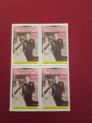 St Vincent stamps new, set of four 40th wedding anniversary Queen Elizabeth
