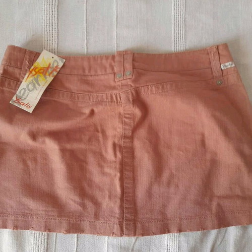 Ysatis skirt super mini denim new salmon 100% cotton size 2
