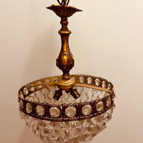 Vintage handmade crystal pendant light new