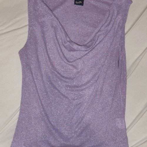 Glitter sleeveless blouse draped lilac size M like new