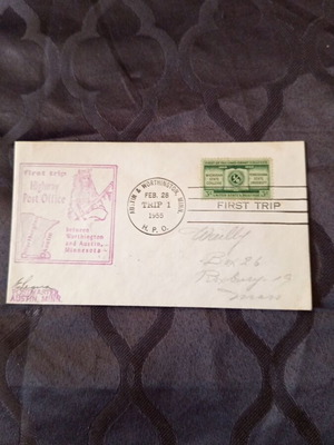 First Trip Cover from Worthington to Austin 1955 used