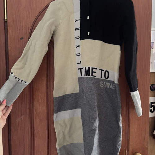 Rick Cardona New York dress with hood like new, black and beige