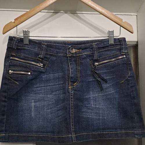 Miss Jeans Mini Skirt like new, blue with orange details