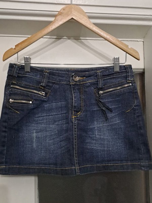 Miss Jeans Mini Skirt like new, blue with orange details