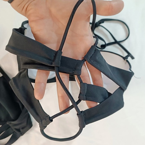 Black strappy push up bikini like new, size large