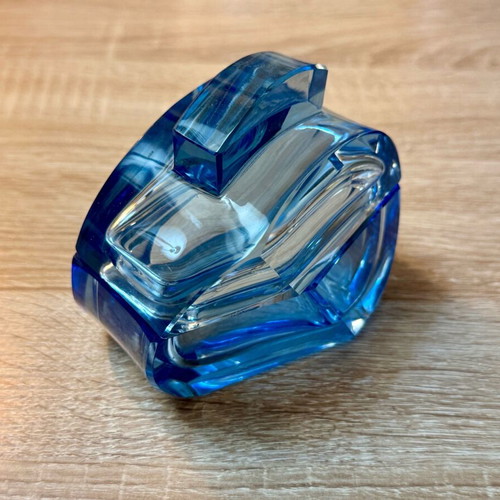 Blue glass container vintage 1950s like new