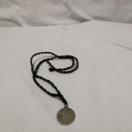 Necklace with Phaistos Disc used, black braided cord