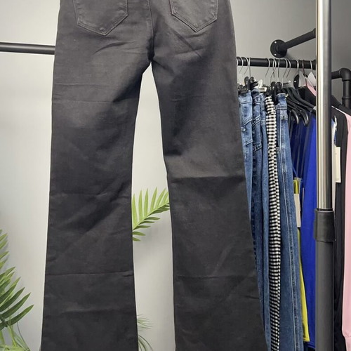 Black women's flare pants, elastic, size M-42