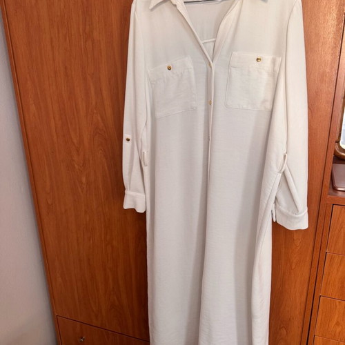ZARA white midi dress XL like new with belt