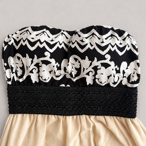 Vintage strapless dress like new, black and beige
