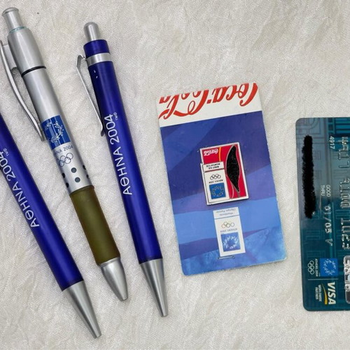 Athens 2004 collectibles like new, 3 pens, 1 pin, card